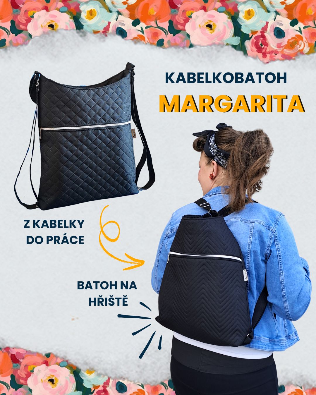 Kabelkobatoh Margarita- Černý Rybí kost SKLADEM