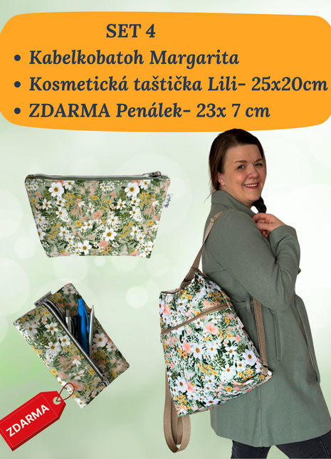 SET 2+1 ZDARMA ( Kabelkobatoh Margarita+ kosmetická taštička Lili+ Penálek ZDARMA) Mint bloom