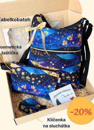 Dárkový set: Kabelkobatoh Margarita, kosmetická taštička a klíčenka - Půlnoční