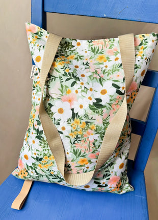 Skládací nákupní taška- Mint bloom (Díky učitelky)