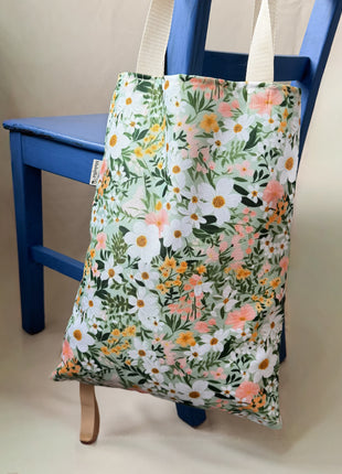 Skládací nákupní taška- Mint bloom (Díky učitelky)